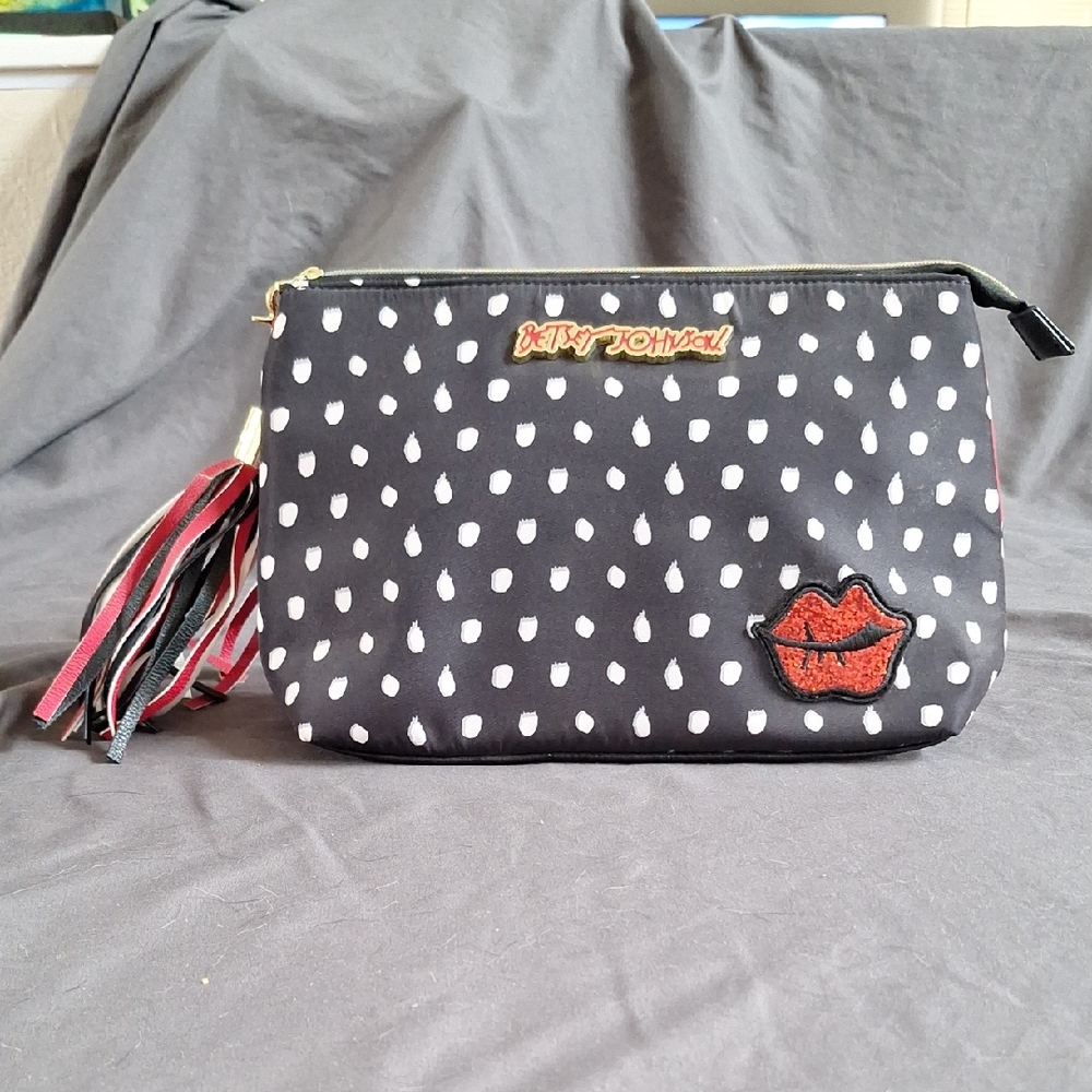 Betsey Johnson Black and White Polka Dot Clutch